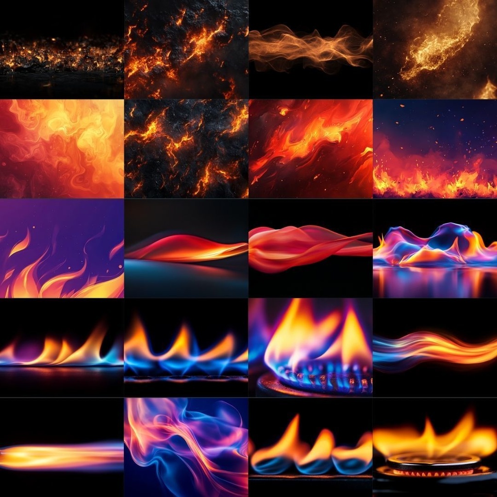 【素材集】炎のイラスト素材|蒼炎・炎