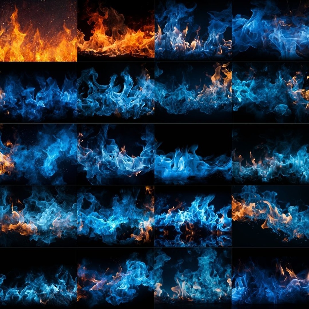 【素材集】炎のイラスト素材|蒼炎・炎