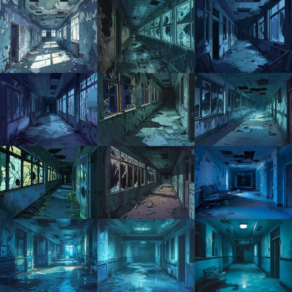 【TRPG背景素材】廃病院パック60枚|階段・外観・散らかった部屋・手術室・受付・待合室・病室