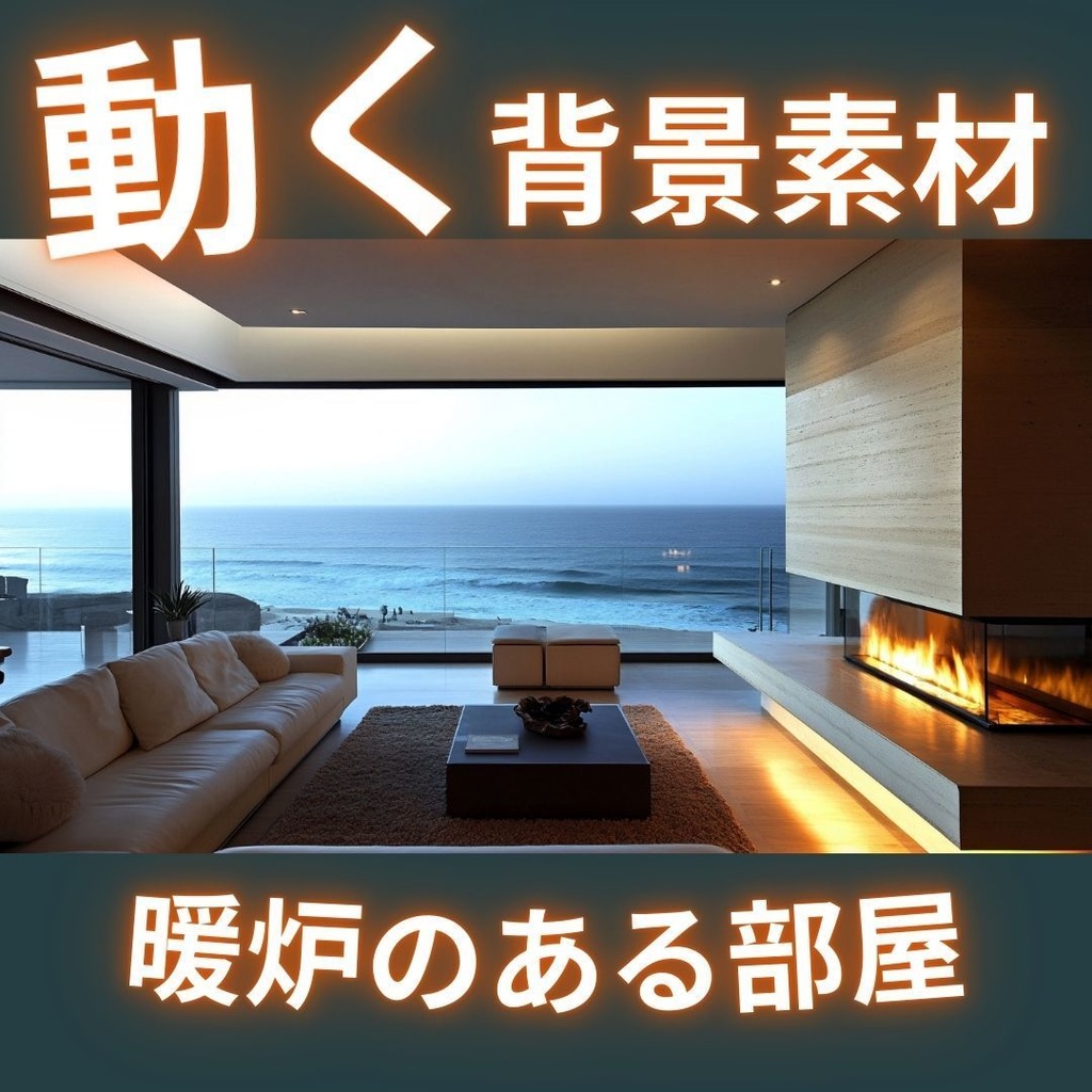 【動く背景素材】暖炉のある部屋・雪|2パターンセット