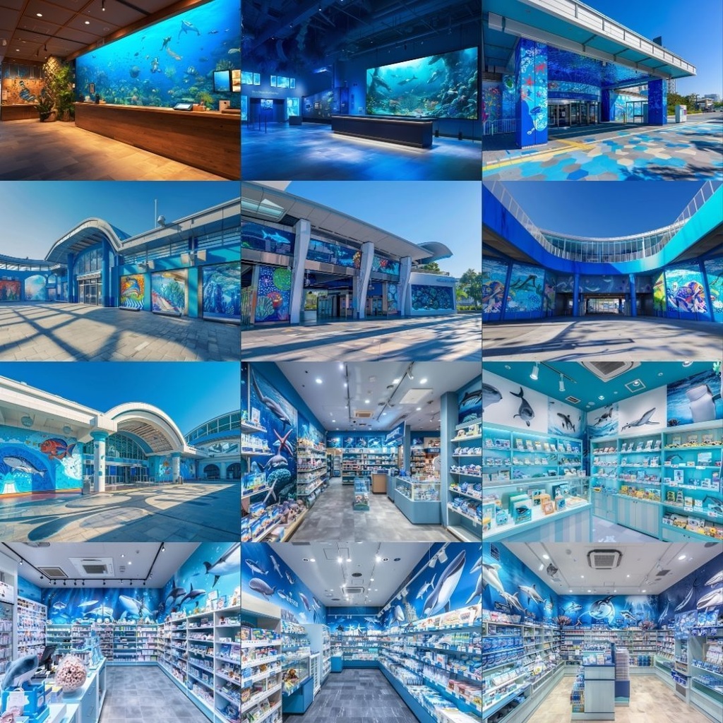 【TRPG背景素材】水族館パック60枚|内観・外観・受付・グッズ売り場