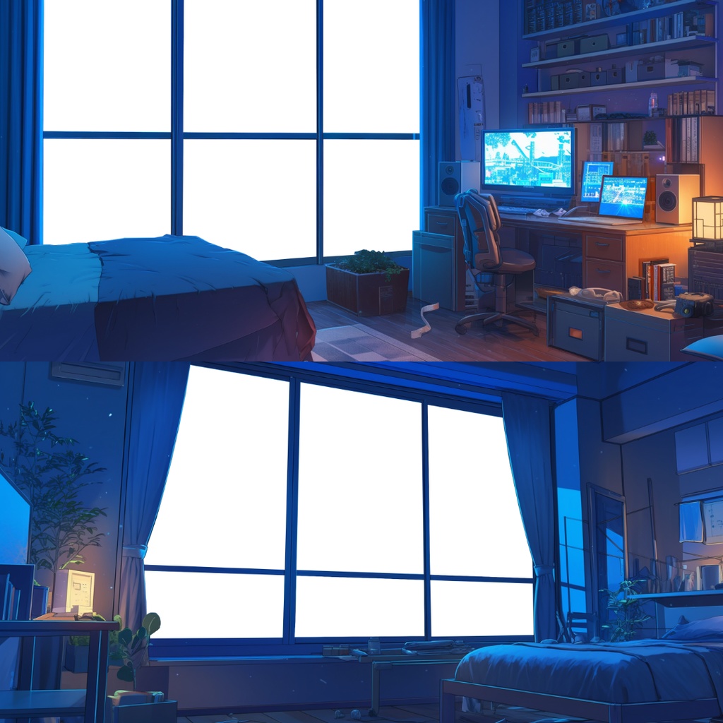 【透過素材】窓だけ透過した部屋背景10枚|配信背景・別荘・寝室・暖炉・Lo-fi・Relax