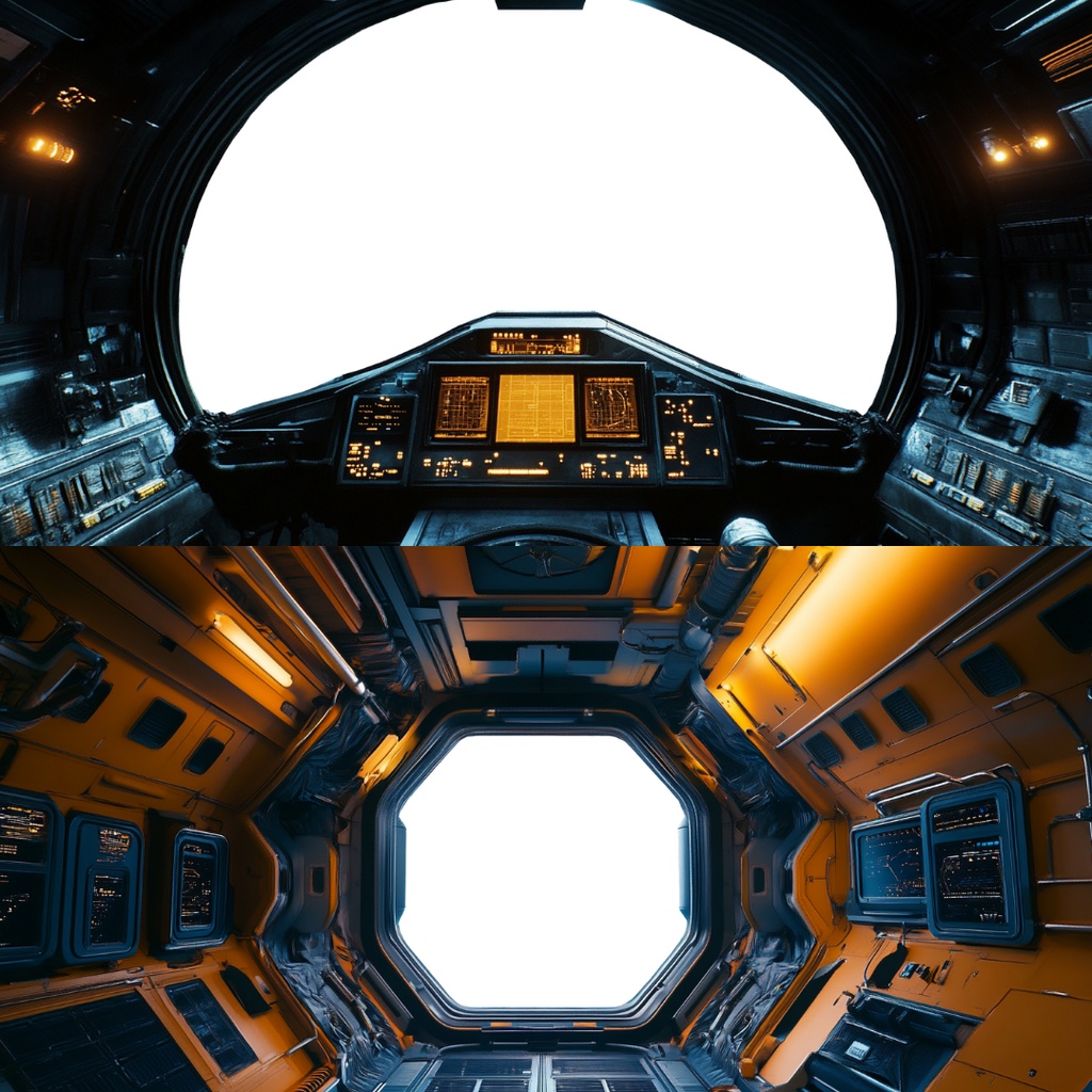 【透過素材】窓だけ透過した船内背景10枚|配信背景・宇宙船・潜水艦・観光船