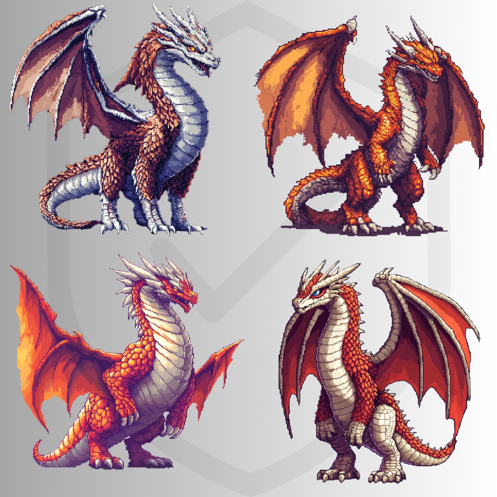 【フリー素材】RPG風のドラゴン|敵・モンスター・ドット絵風・サイドビュー