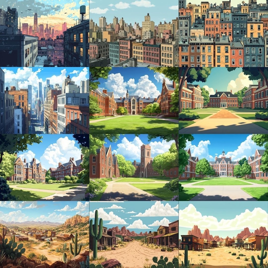 【TRPG背景素材】アメリカ映画パック71枚|荒野・廃れた街・都会・西部劇・廃工場・農場・モーテル・地下通路・路地裏