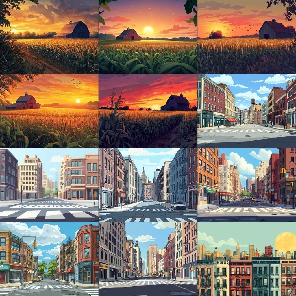 【TRPG背景素材】アメリカ映画パック71枚|荒野・廃れた街・都会・西部劇・廃工場・農場・モーテル・地下通路・路地裏