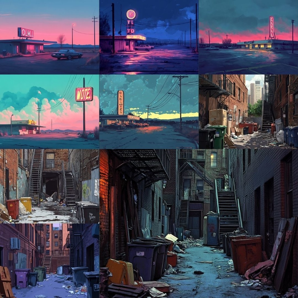 【TRPG背景素材】アメリカ映画パック71枚|荒野・廃れた街・都会・西部劇・廃工場・農場・モーテル・地下通路・路地裏