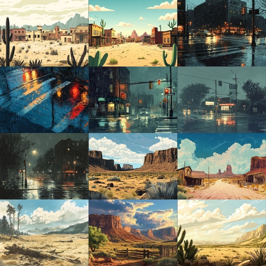 【TRPG背景素材】アメリカ映画パック71枚|荒野・廃れた街・都会・西部劇・廃工場・農場・モーテル・地下通路・路地裏