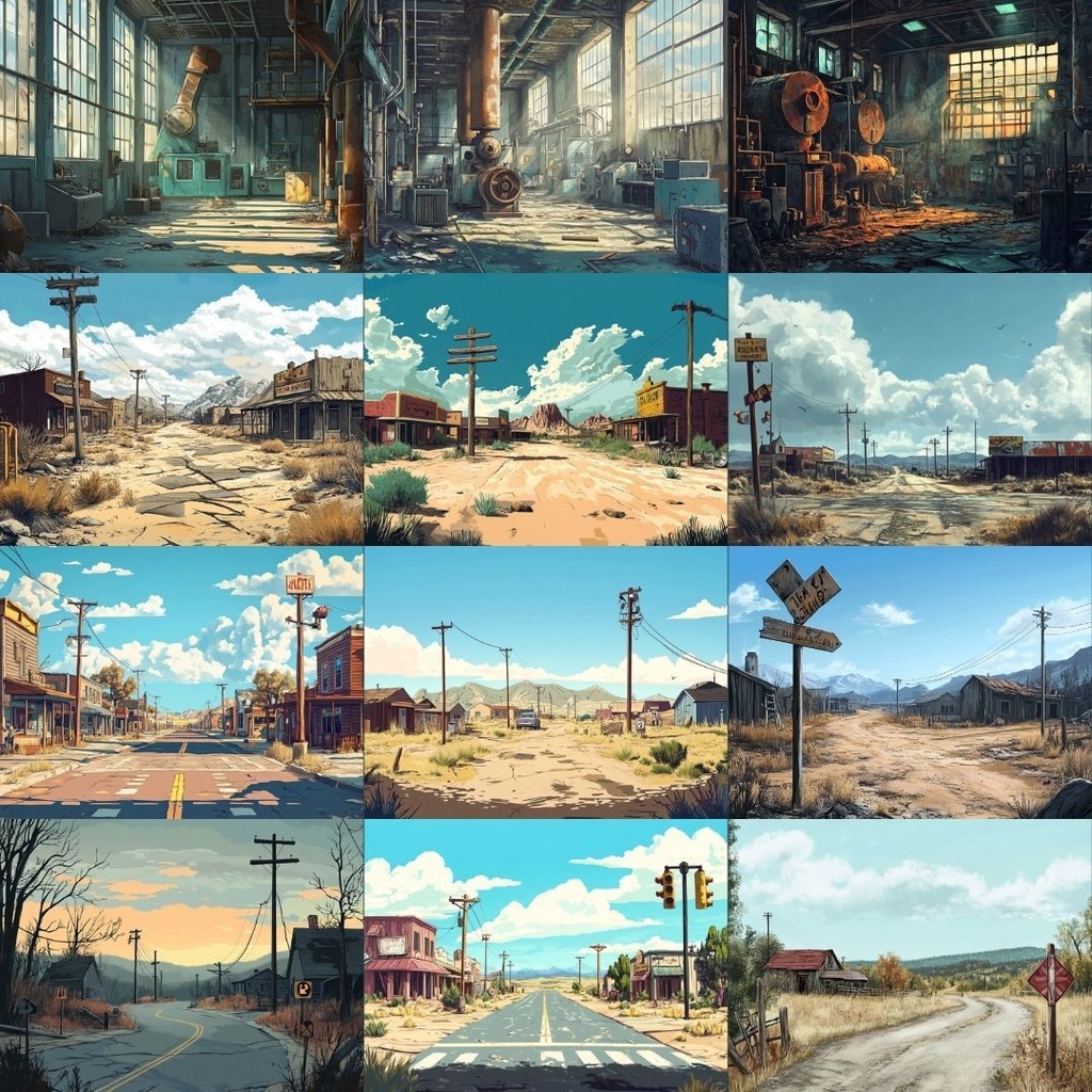 【TRPG背景素材】アメリカ映画パック71枚|荒野・廃れた街・都会・西部劇・廃工場・農場・モーテル・地下通路・路地裏