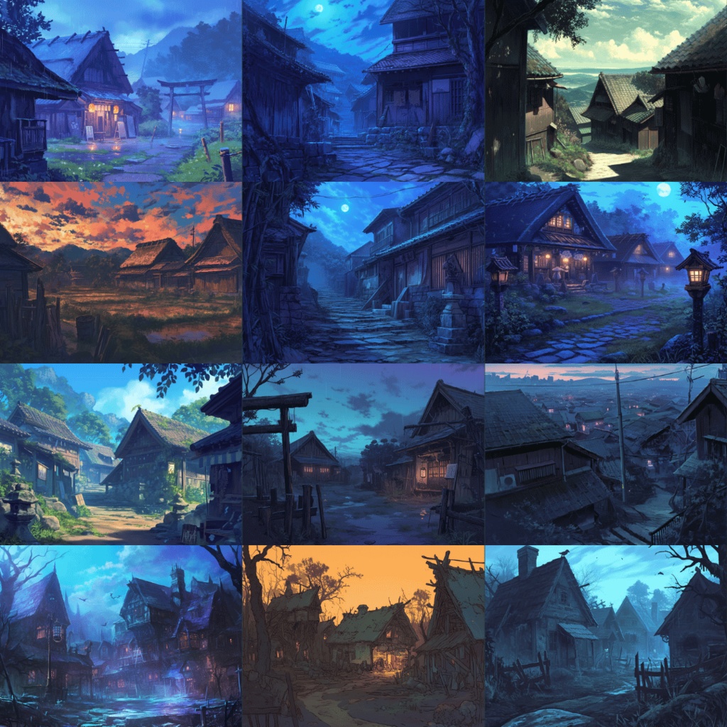 【TRPG背景素材】いろいろな村パック72枚|廃村・水中・雪国・機械仕掛け・ホラー・日本・漁村・平和ファンタジー・砂漠
