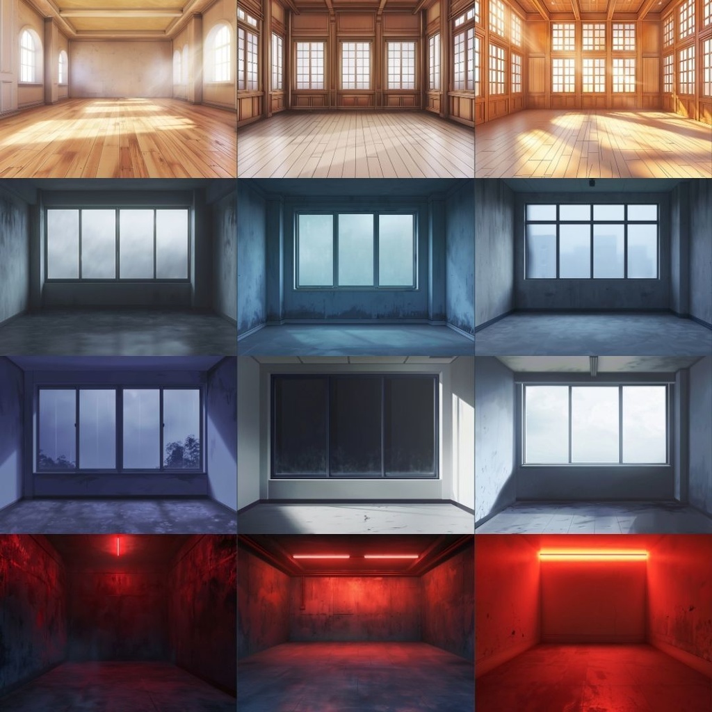 【TRPG背景素材】空っぽの部屋パック150枚|金色・コンクリート・シンプル・ホラー・メタリック・モダン・屋根裏・海・鏡・高級感・高層・タイル・鎖・和風