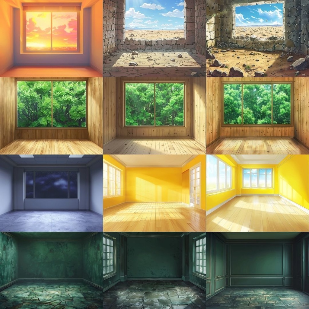 【TRPG背景素材】空っぽの部屋パック150枚|金色・コンクリート・シンプル・ホラー・メタリック・モダン・屋根裏・海・鏡・高級感・高層・タイル・鎖・和風