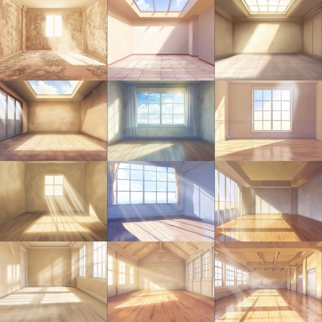 【TRPG背景素材】空っぽの部屋パック150枚|金色・コンクリート・シンプル・ホラー・メタリック・モダン・屋根裏・海・鏡・高級感・高層・タイル・鎖・和風