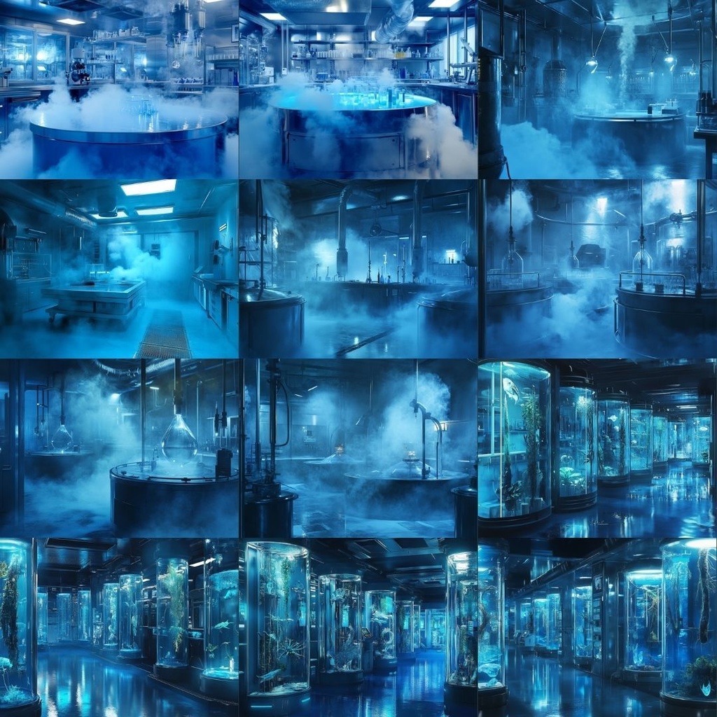 【TRPG背景素材】青の研究所パック73枚|研究室・サーバールーム・薬品・高エネルギー・保管庫・司令室・培養室・地下通路・水蒸気・電磁波・プラズマ