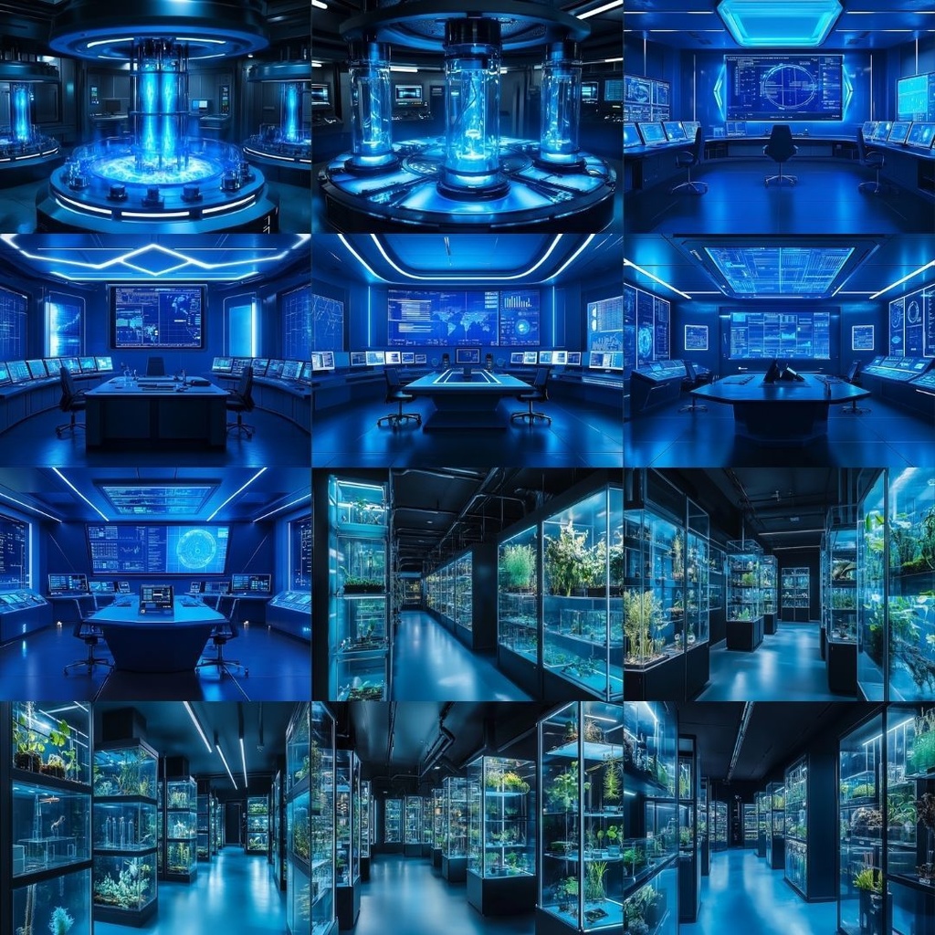 【TRPG背景素材】青の研究所パック73枚|研究室・サーバールーム・薬品・高エネルギー・保管庫・司令室・培養室・地下通路・水蒸気・電磁波・プラズマ