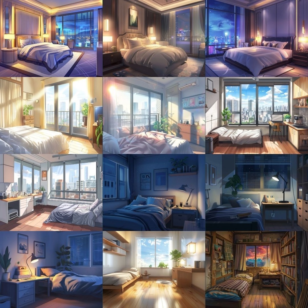 【TRPG背景素材】部屋パック100枚|一人部屋・寝室・ベランダ・高級・ファンタジー・リビング・朝・昼・夕方・夜