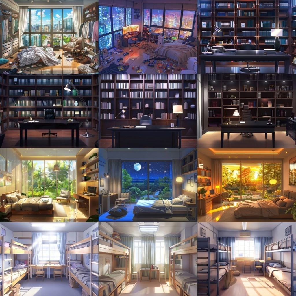 【TRPG背景素材】部屋パック100枚|一人部屋・寝室・ベランダ・高級・ファンタジー・リビング・朝・昼・夕方・夜