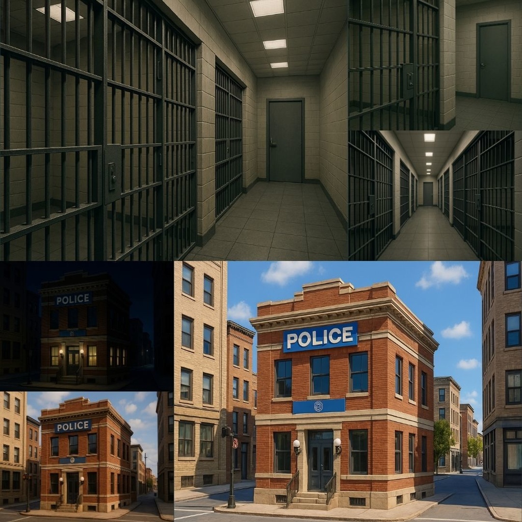 厳選|【TRPG背景素材】警察署パック53枚|取調室・資料庫・オフィス・武器庫・牢屋