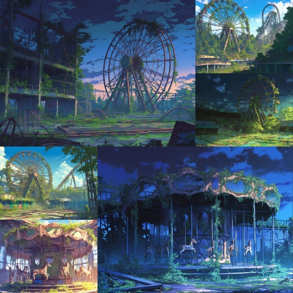 【TRPG背景素材】終末世界_126枚|アポカリプス・ビル・街並み・火事・爆発・教会・神社・廃屋・廃船・遊園地