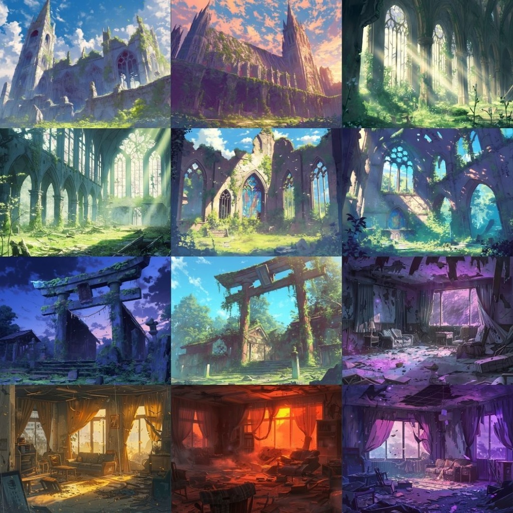 【TRPG背景素材】終末世界_126枚|アポカリプス・ビル・街並み・火事・爆発・教会・神社・廃屋・廃船・遊園地