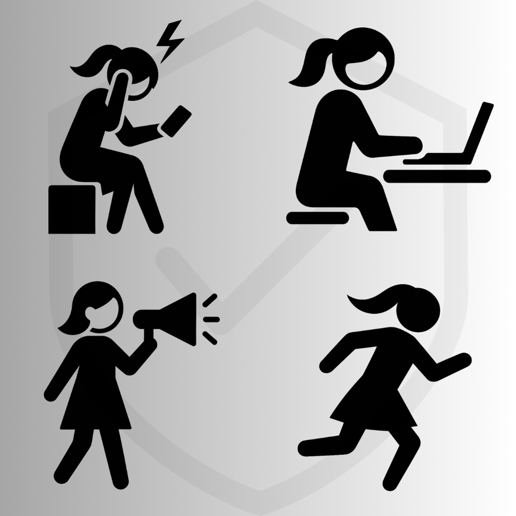 【透過済20点】女性ピクトグラム【png】ニッチな素材集|アナウンス・レベルアップ・セーブポイント・待機中・探索中・魔法詠唱中etc