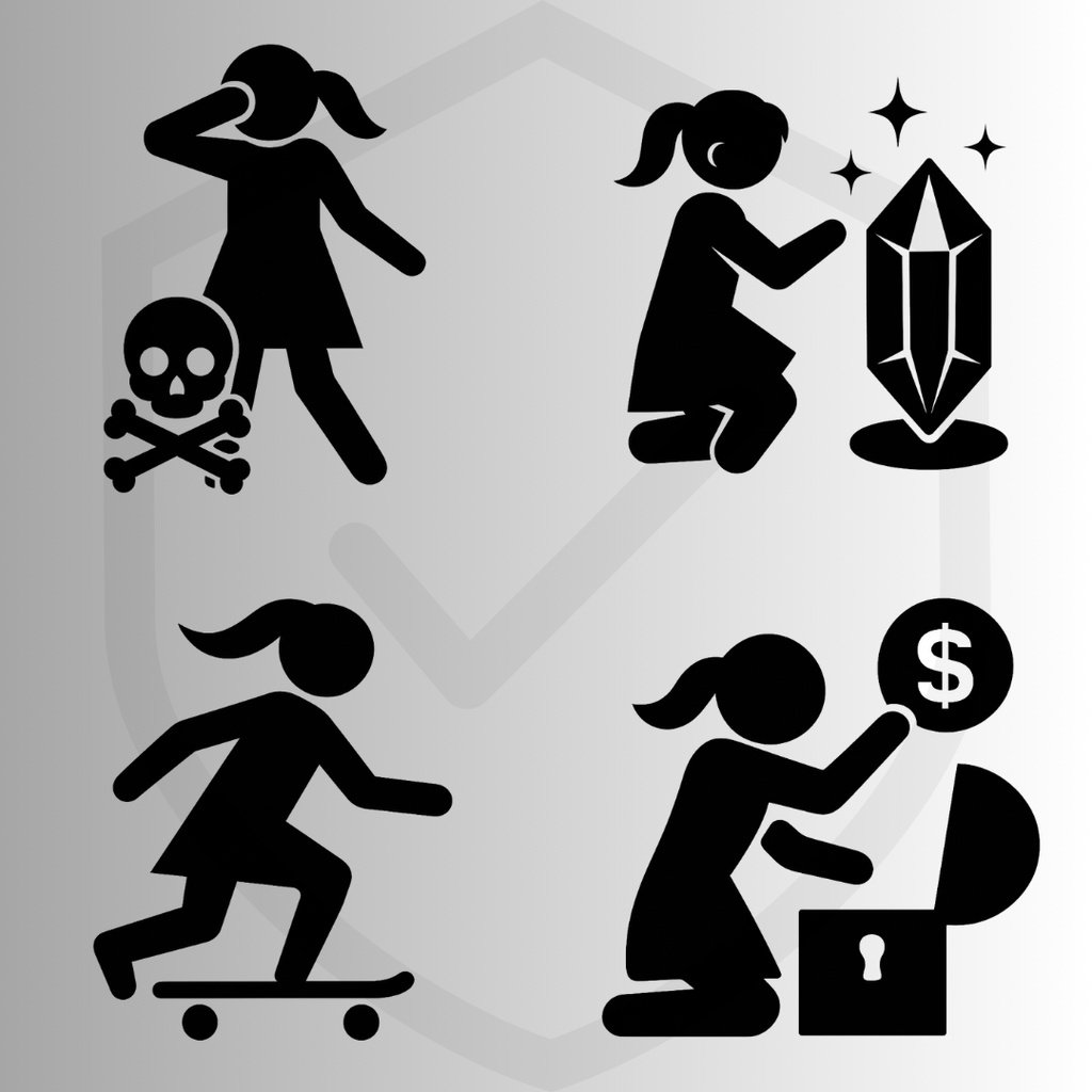 【透過済20点】女性ピクトグラム【png】ニッチな素材集|アナウンス・レベルアップ・セーブポイント・待機中・探索中・魔法詠唱中etc