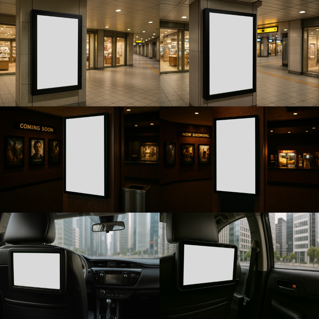 【透過素材】枠だけ透過した部屋背景20枚|広告枠・サイネージ広告・モニター透過・大型ビジョン