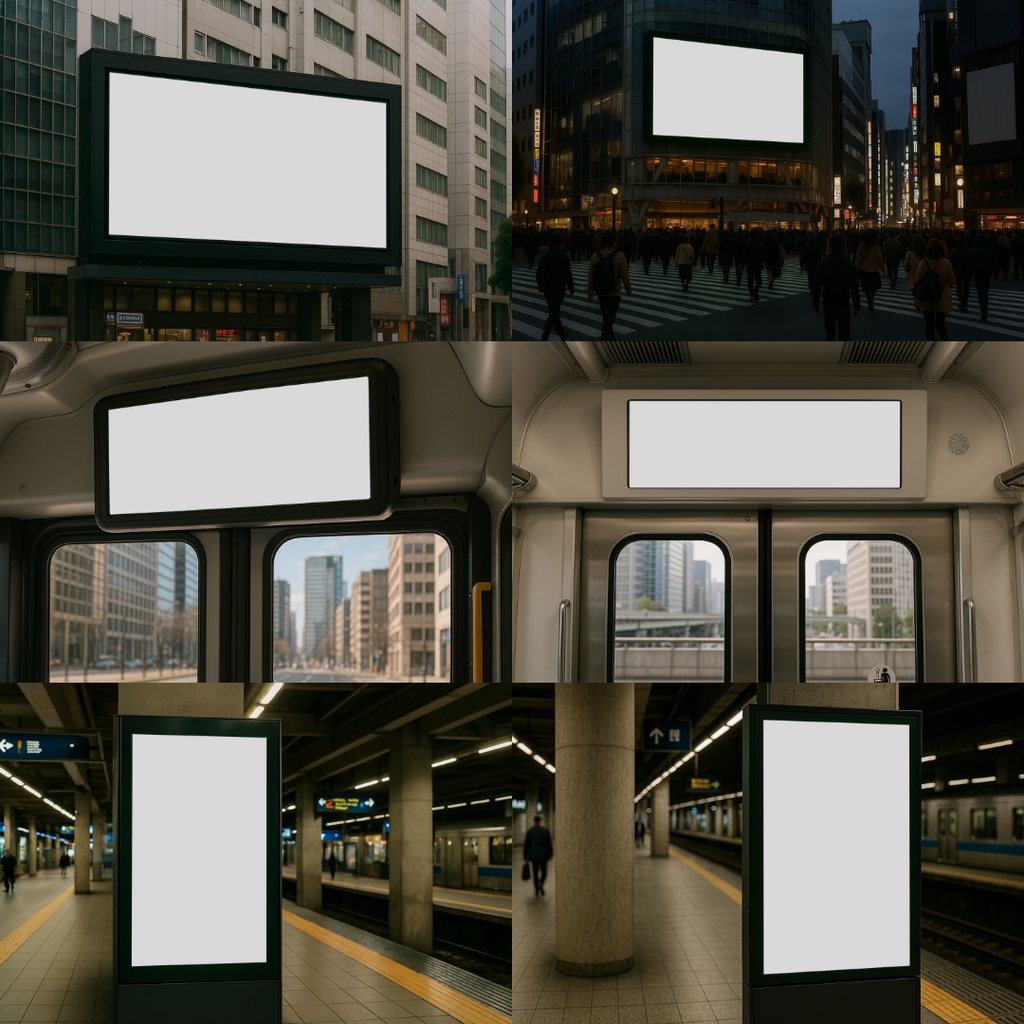 【透過素材】枠だけ透過した部屋背景20枚|広告枠・サイネージ広告・モニター透過・大型ビジョン