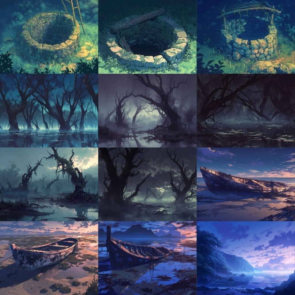 【TRPG背景素材】怪しい島パック140枚|森・海・桟橋・地下通路・地下洞窟・祭壇・空・地図・時計・鍵・部屋・小屋・本・壁画