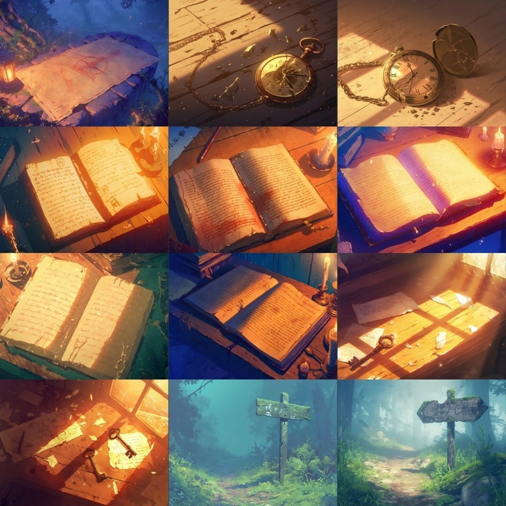 【TRPG背景素材】怪しい島パック140枚|森・海・桟橋・地下通路・地下洞窟・祭壇・空・地図・時計・鍵・部屋・小屋・本・壁画