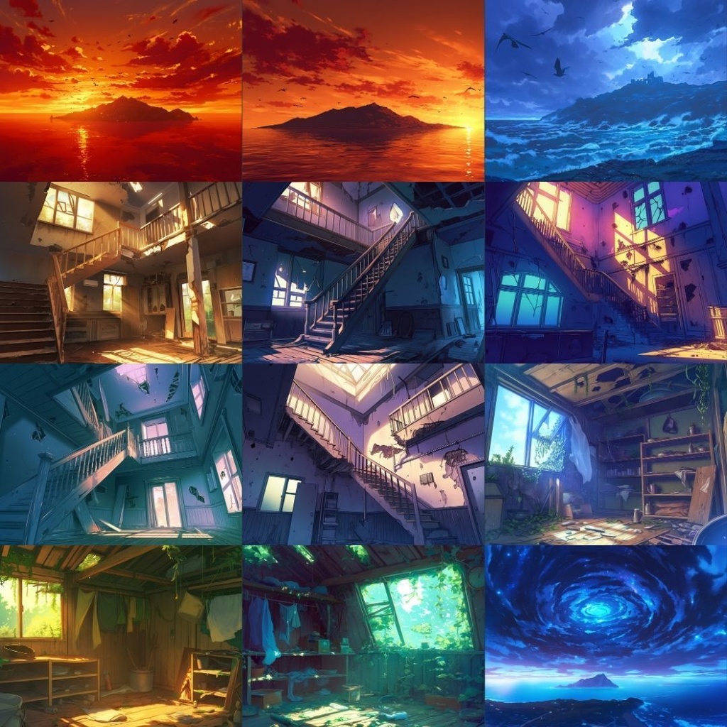 【TRPG背景素材】怪しい島パック140枚|森・海・桟橋・地下通路・地下洞窟・祭壇・空・地図・時計・鍵・部屋・小屋・本・壁画