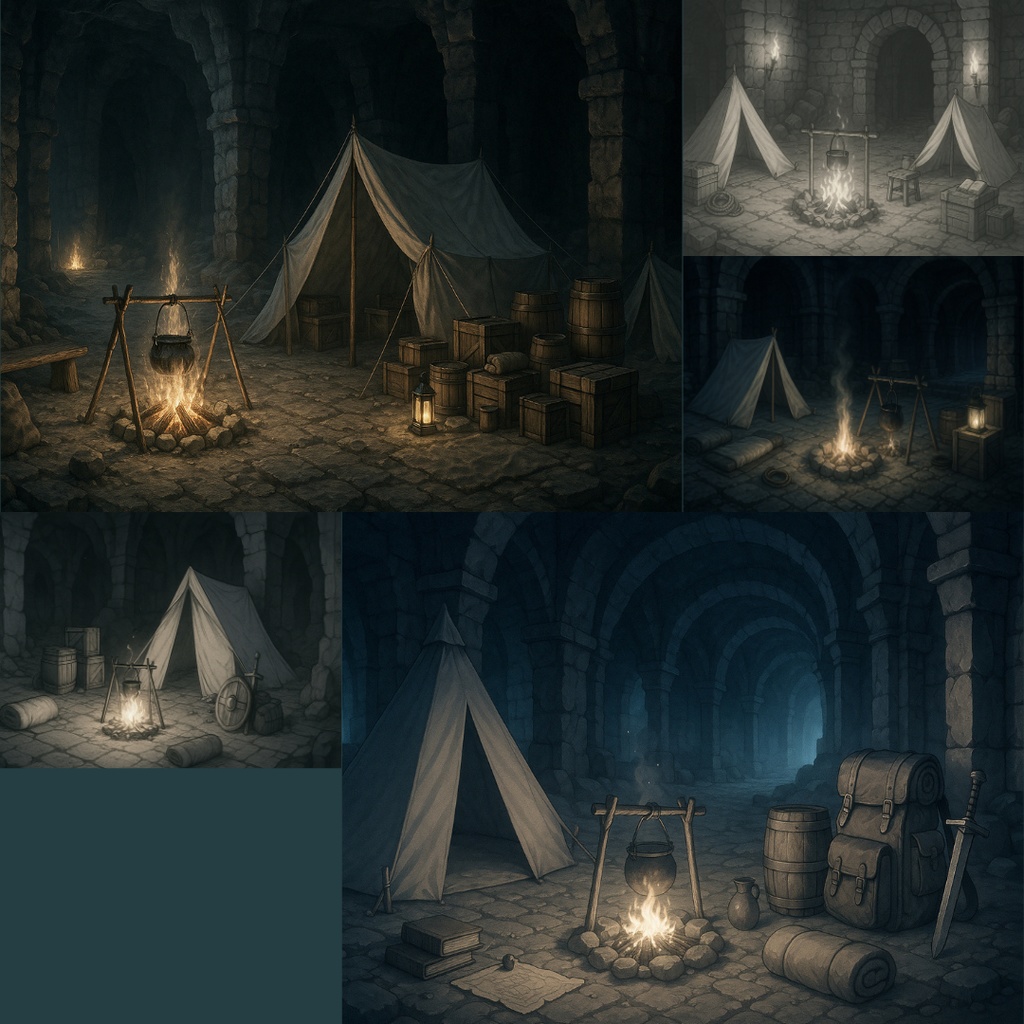 厳選|【TRPG背景素材】ダンジョンパック35枚|炎・水・氷・木・雷・闇・岩・毒・深海・安全区間・ベースキャンプ