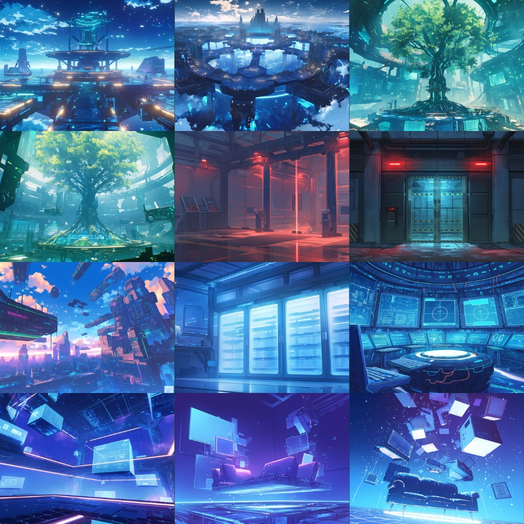 【TRPG背景素材】近未来パック60枚|研究所・サイバールーム・近未来都市・部屋・セキュリティー施設・物体