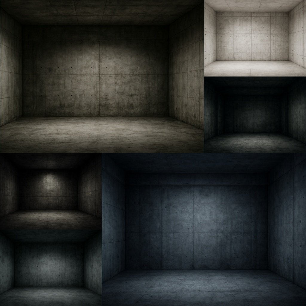 【TRPG背景素材】コンクリートの密室パック47枚|扉・鉄格子・密室・出口階段・謎解き