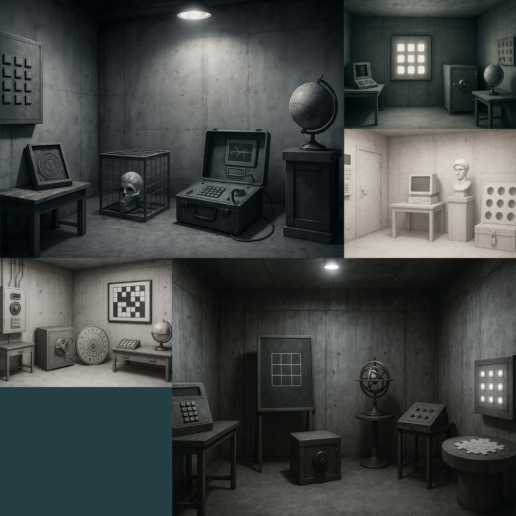 【TRPG背景素材】コンクリートの密室パック47枚|扉・鉄格子・密室・出口階段・謎解き