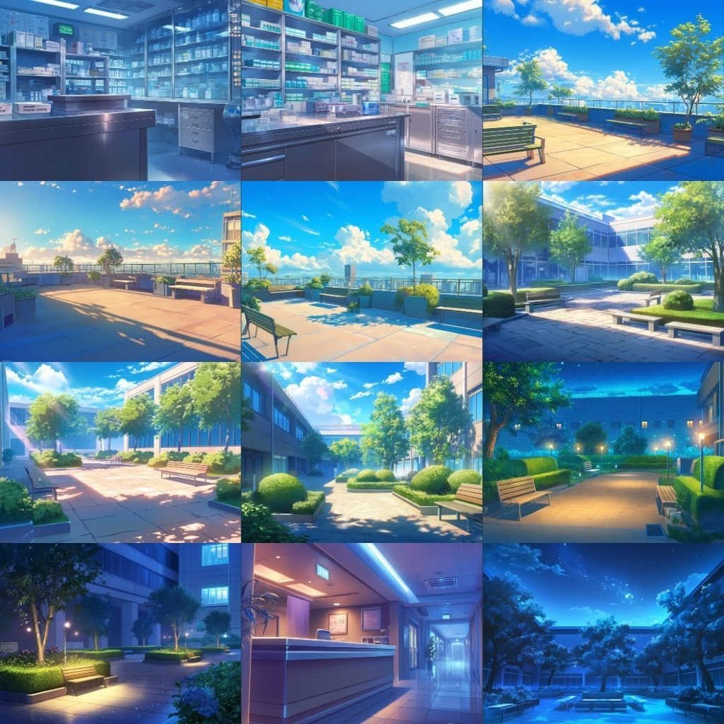 【TRPG背景素材】病院100枚|病室・外観・休憩室・院長室・研究室・資料室