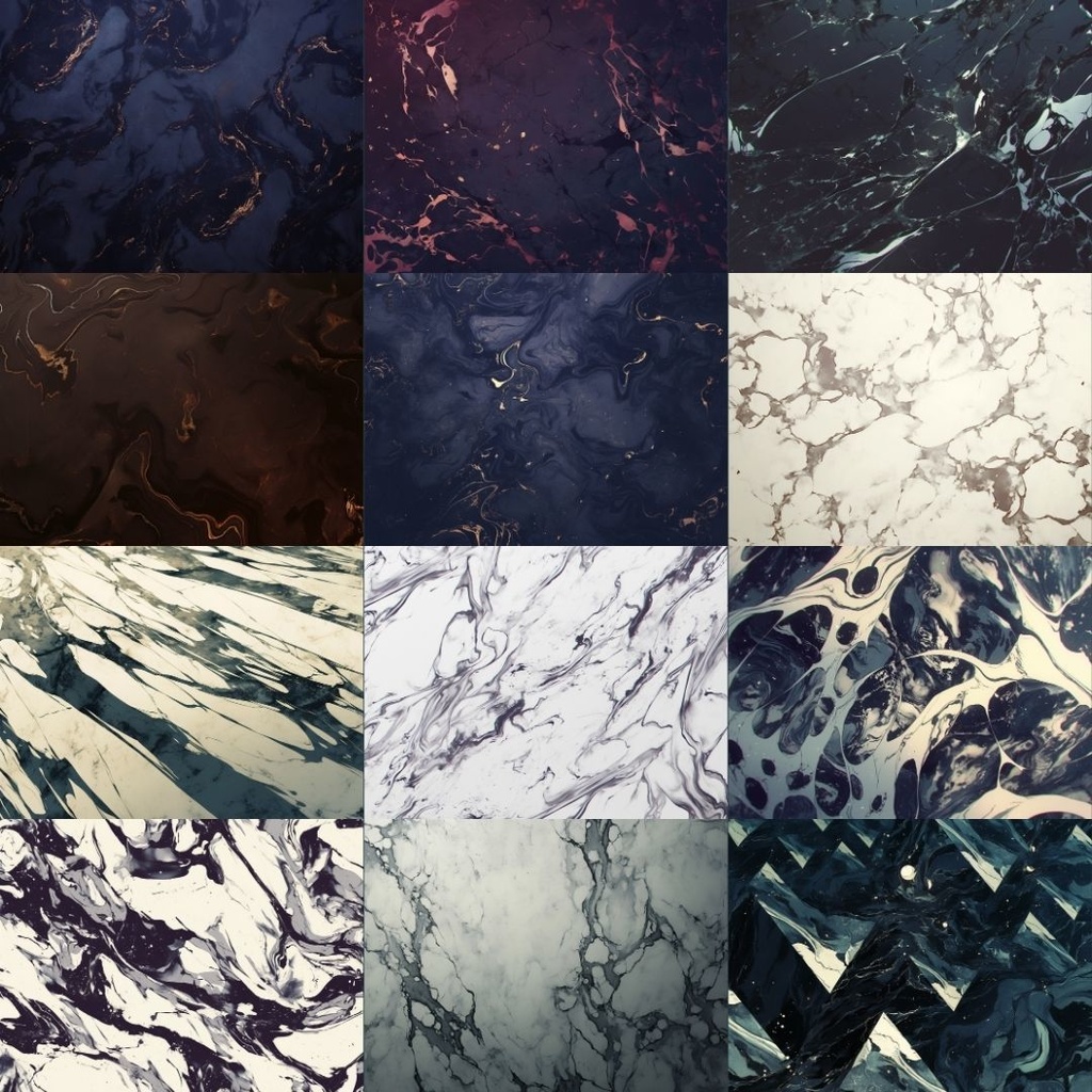 【素材集】マーブル模様250枚|赤・ピンク・オレンジ・緑・青・紫・白・黒