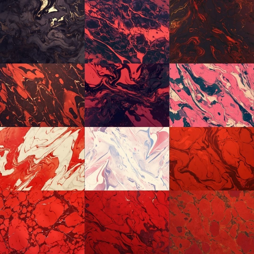 【素材集】マーブル模様250枚|赤・ピンク・オレンジ・緑・青・紫・白・黒