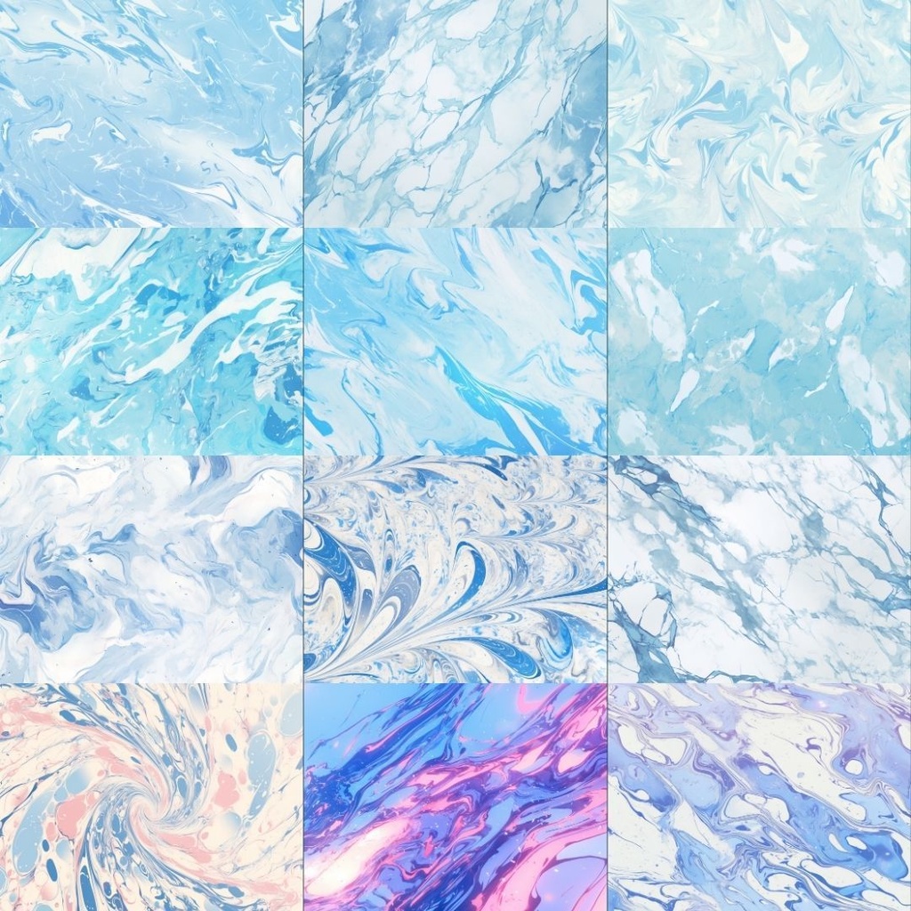 【素材集】マーブル模様250枚|赤・ピンク・オレンジ・緑・青・紫・白・黒