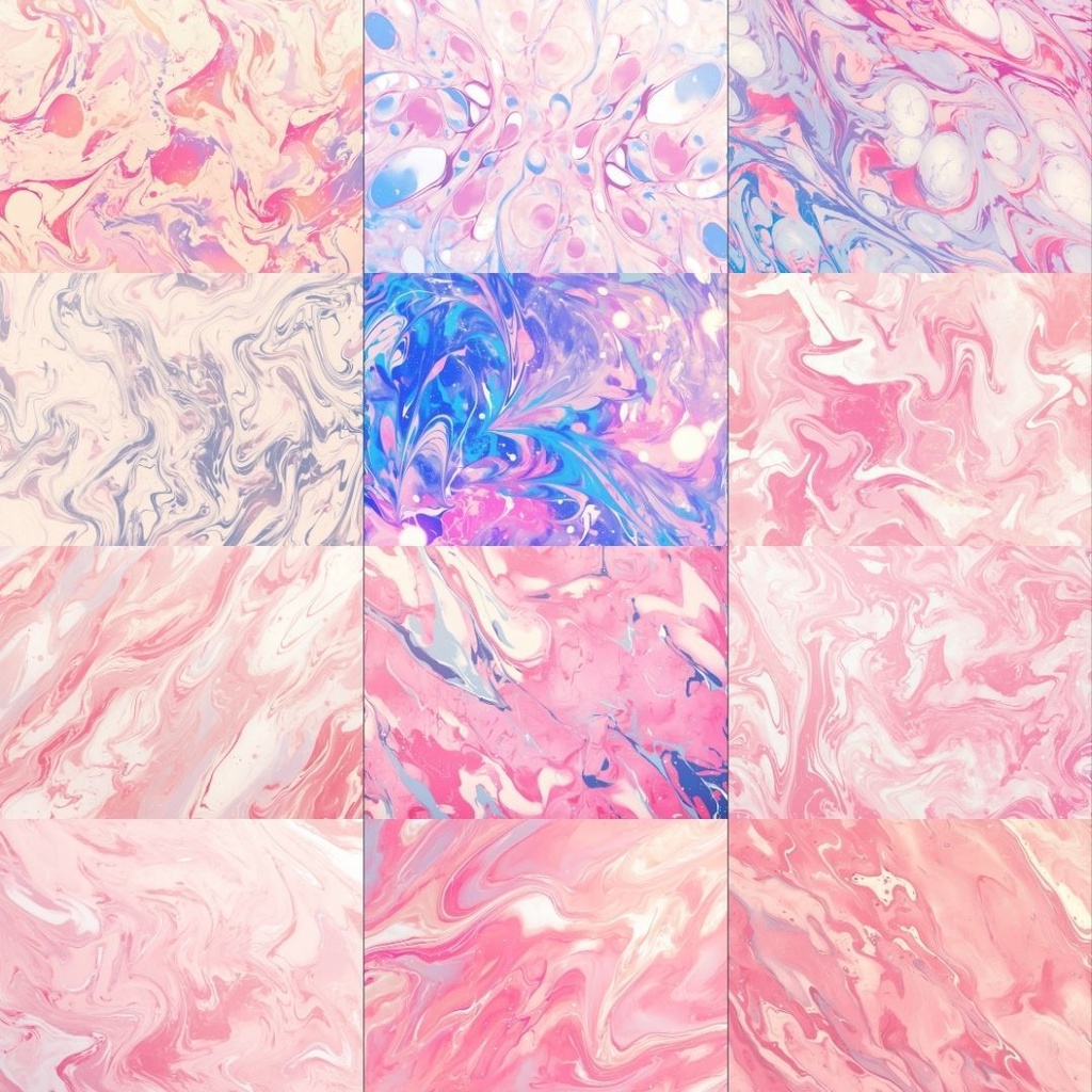 【素材集】マーブル模様250枚|赤・ピンク・オレンジ・緑・青・紫・白・黒