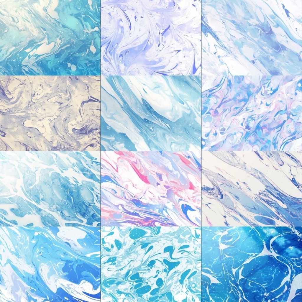 【素材集】マーブル模様250枚|赤・ピンク・オレンジ・緑・青・紫・白・黒