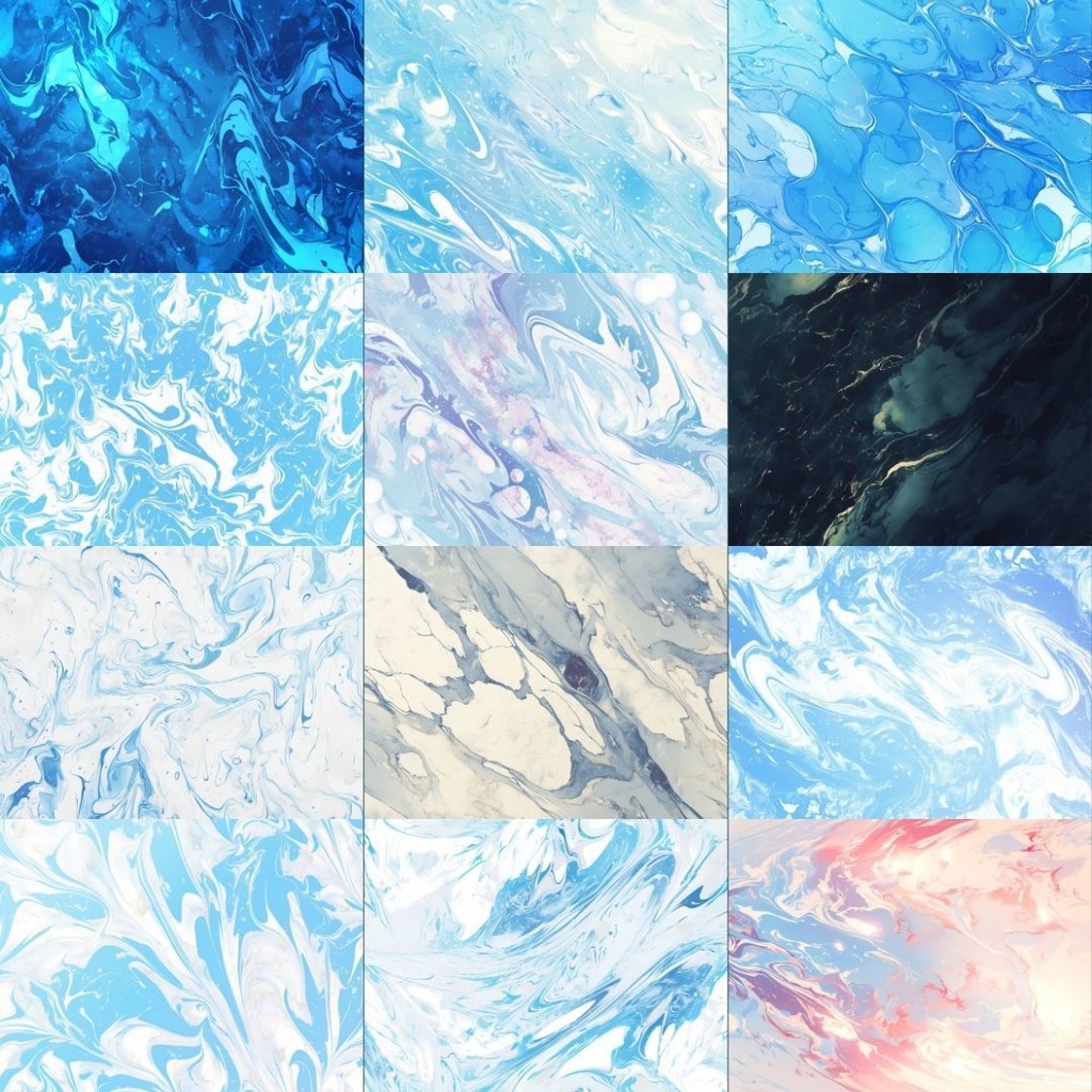 【素材集】マーブル模様250枚|赤・ピンク・オレンジ・緑・青・紫・白・黒