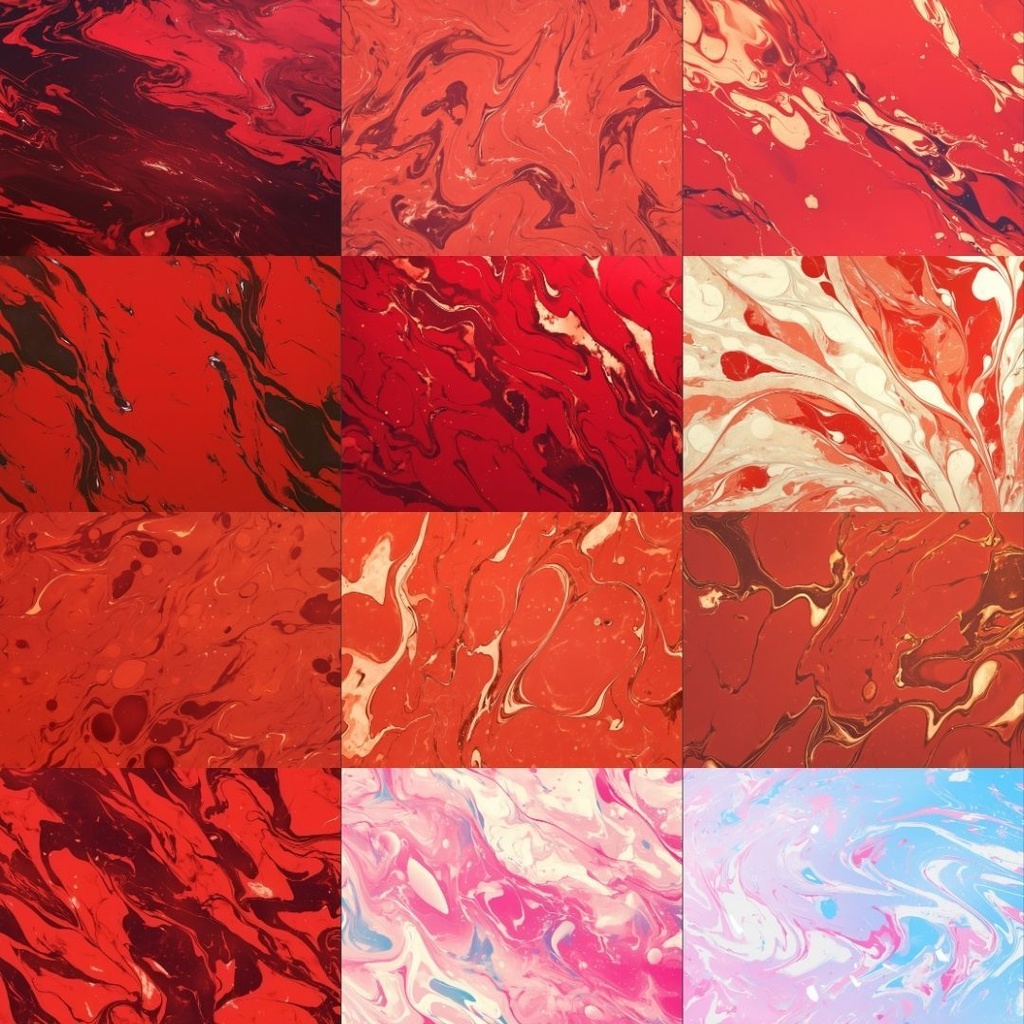 【素材集】マーブル模様250枚|赤・ピンク・オレンジ・緑・青・紫・白・黒