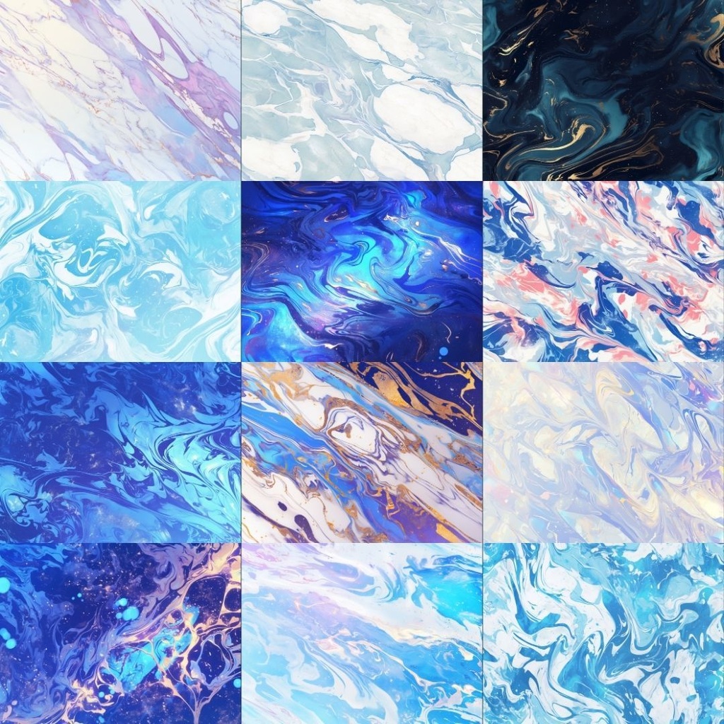 【素材集】マーブル模様250枚|赤・ピンク・オレンジ・緑・青・紫・白・黒