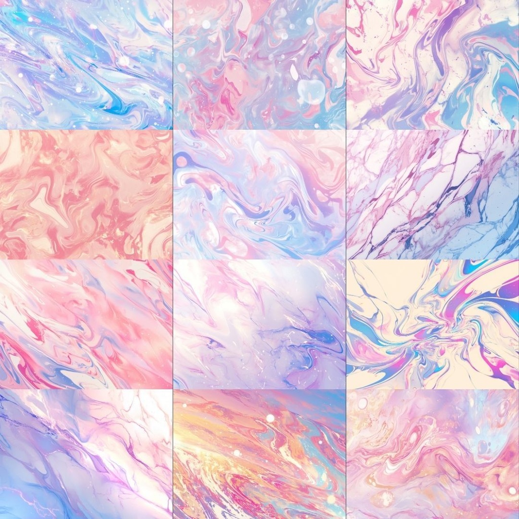 【素材集】マーブル模様250枚|赤・ピンク・オレンジ・緑・青・紫・白・黒