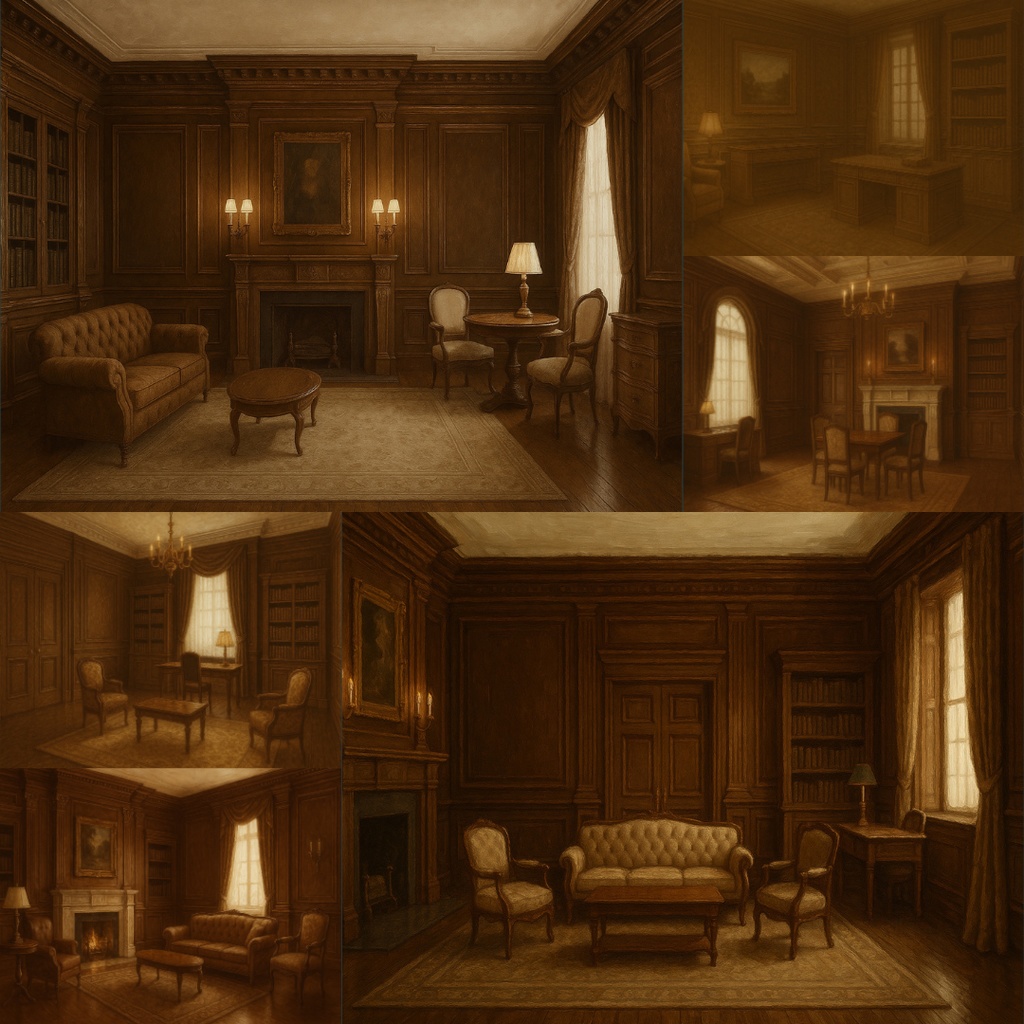厳選【TRPG背景素材】クラシックな洋館|部屋・大広間・廊下・寝室・書斎