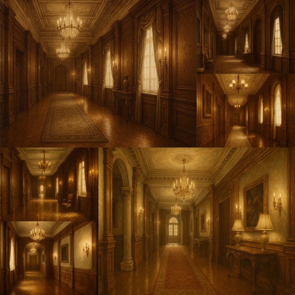 厳選【TRPG背景素材】クラシックな洋館|部屋・大広間・廊下・寝室・書斎