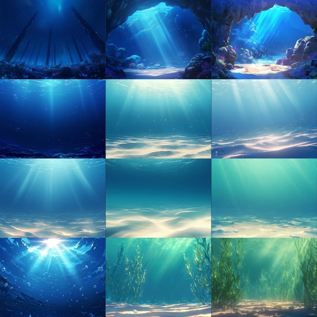 【TRPG背景素材】海パック160枚|海中・深海・南国・鳥居・洞窟・桟橋・海辺etc