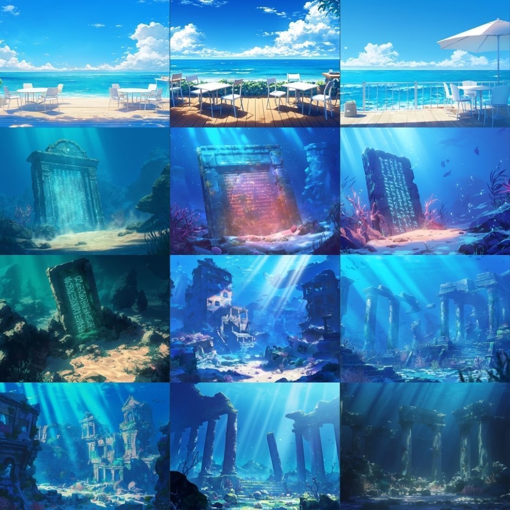 【TRPG背景素材】海パック160枚|海中・深海・南国・鳥居・洞窟・桟橋・海辺etc