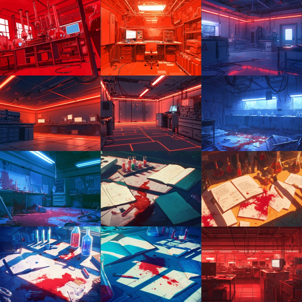 【TRPG背景素材】赤の研究所60枚|研究室・培養槽・解剖室etc